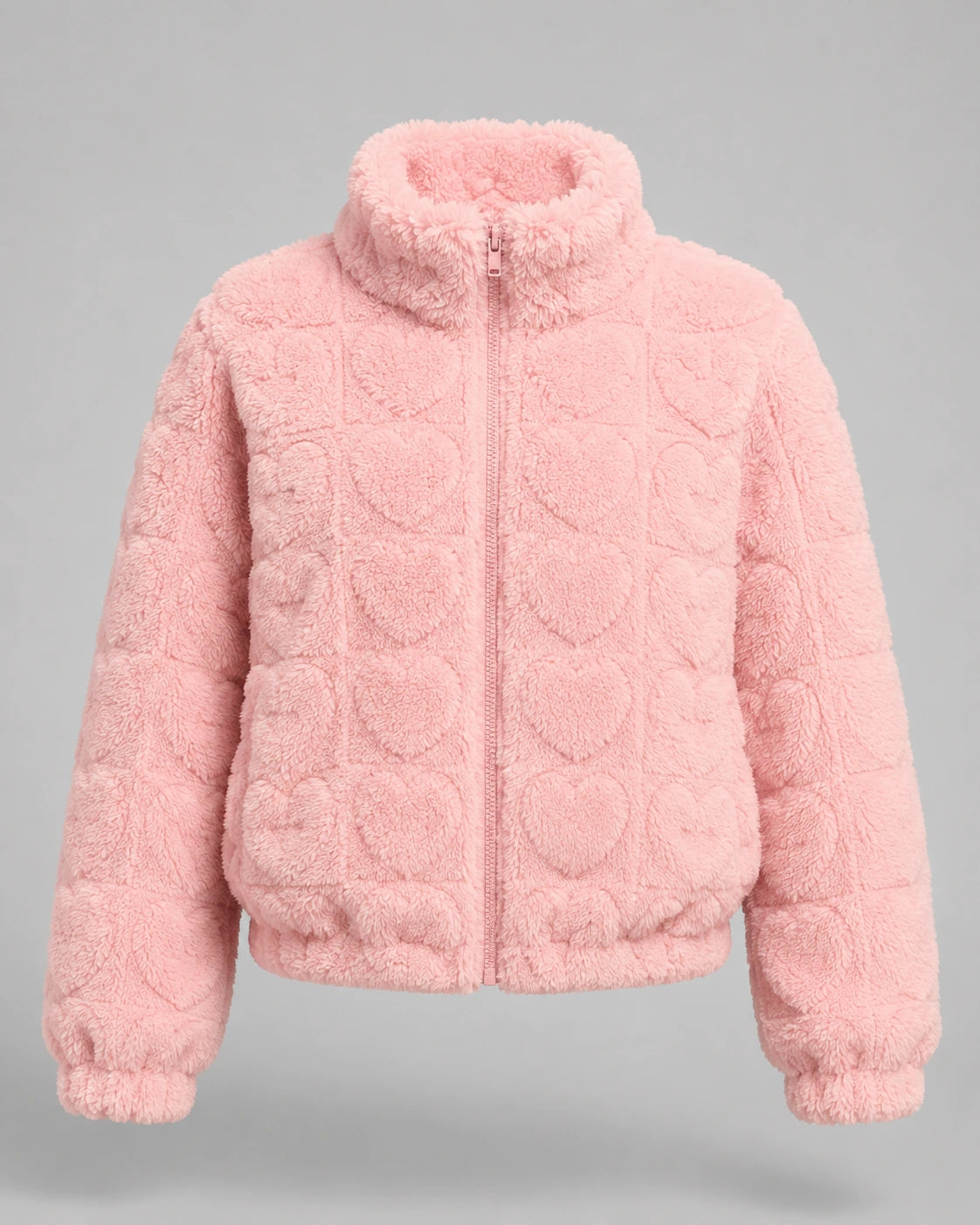 Pink Heart Teddy Fleece Zip Up Jacket — gallery_06.webp