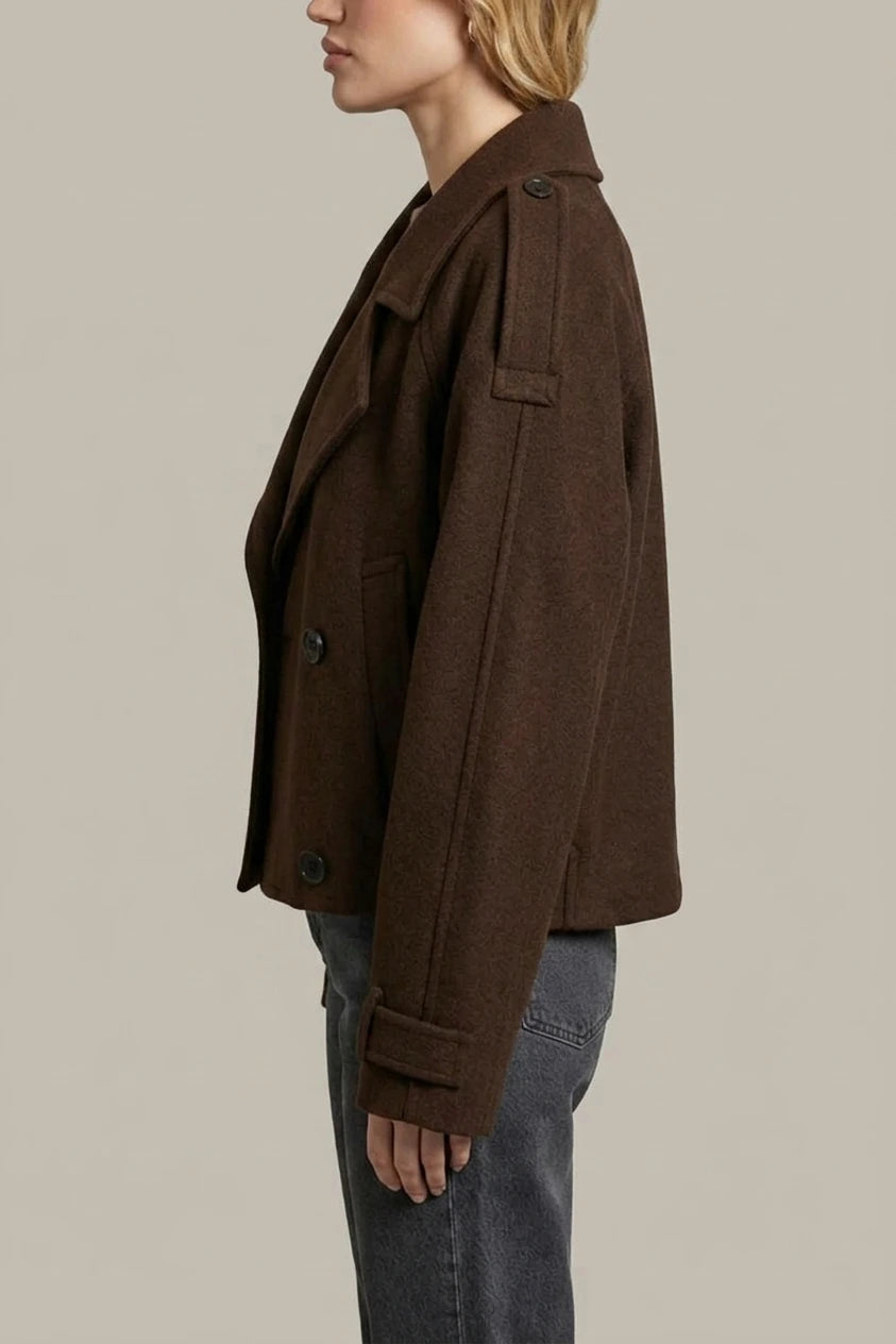 Élise – Double-breasted French Woolen Jacket – Cropped City Coat — variant_front