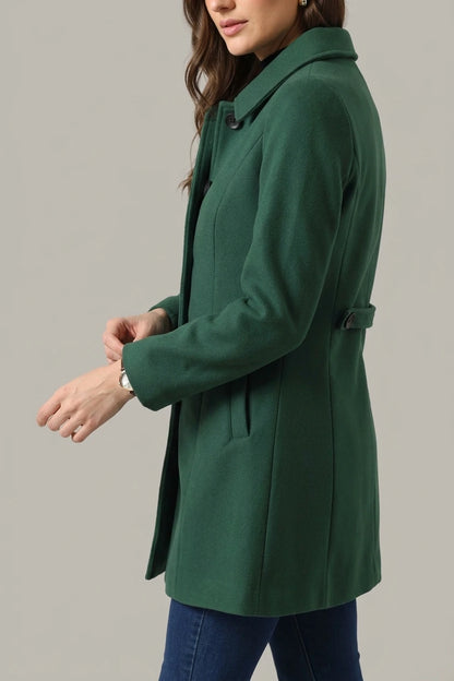 Solid Winter Single Breasted Long Warm Pocketed Pea Coat — variant_front