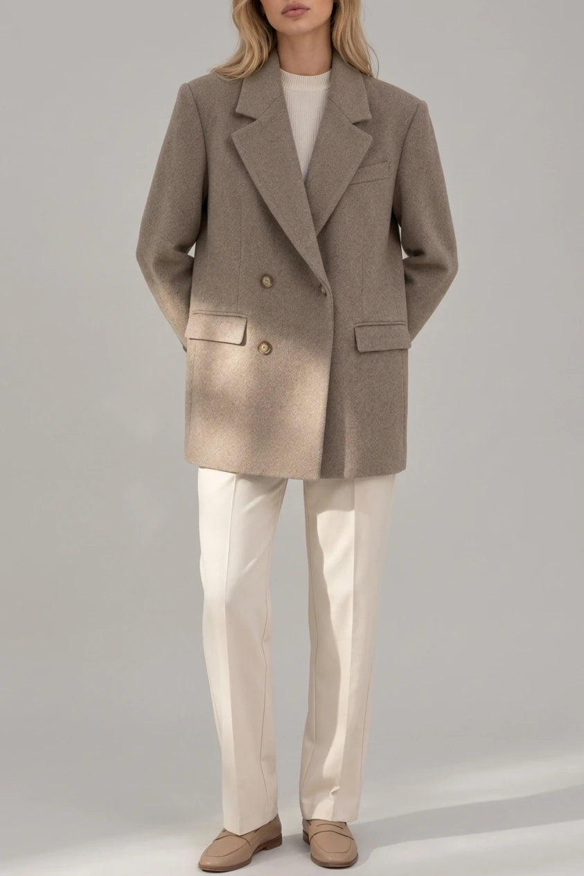 Women’s Oversized Double-Breasted Blazer – Tailored Longline Jacket — variant_front