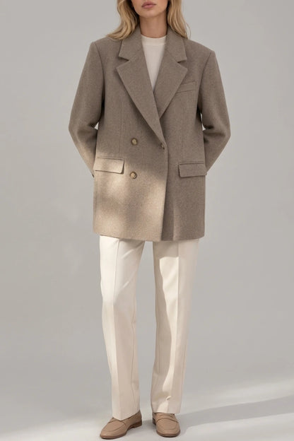 Women’s Oversized Double-Breasted Blazer – Tailored Longline Jacket — variant_front