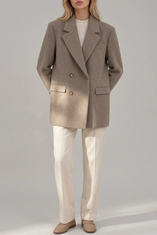 Women’s Oversized Double-Breasted Blazer – Tailored Longline Jacket — variant_front