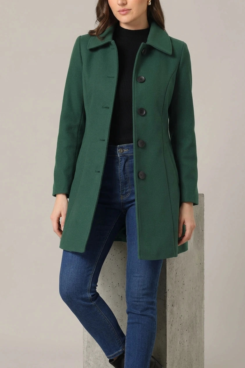 Solid Winter Single Breasted Long Warm Pocketed Pea Coat — variant_front