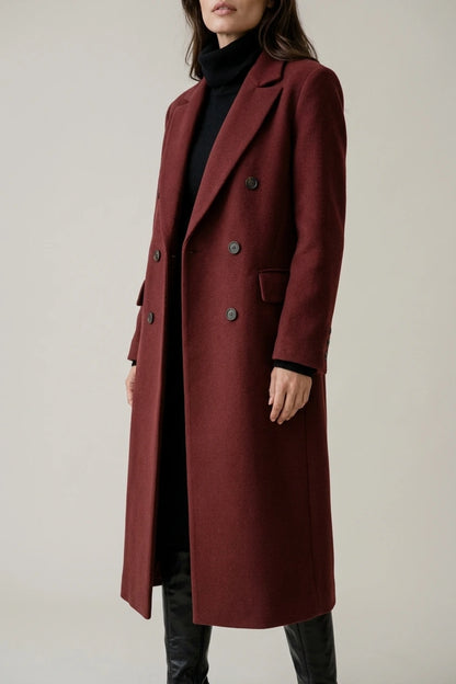 Women's Burgundy Wool Trench Coat – Beatrix — variant_front