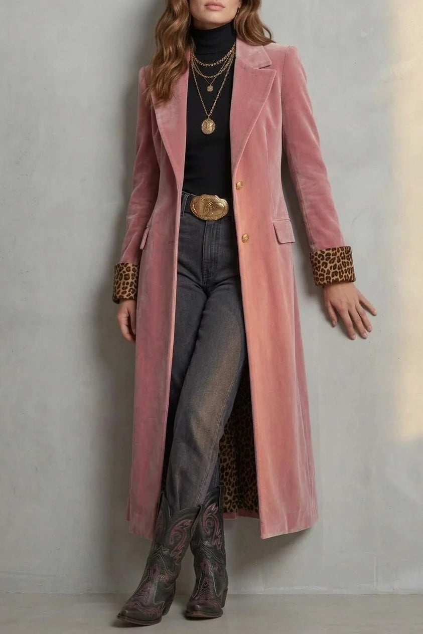 Lusavine – Leopard-lined velvet elegance – Long coat — variant_front