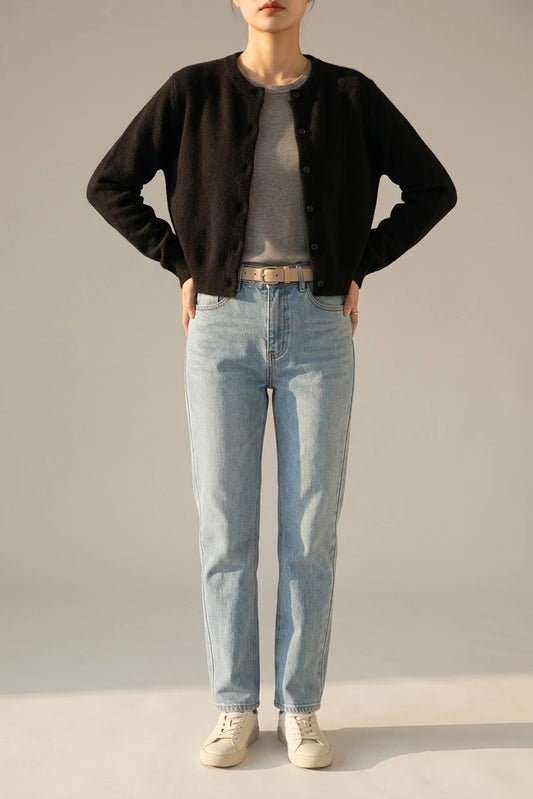 Women's Button-Front Knit Cardigan with Soft Finish — variant_front