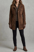 Women's Suede Longline Coat with Tailored Suede Finish