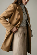 Double-Breasted Wool Blazer Notched Lapel Women's Tailored Fit