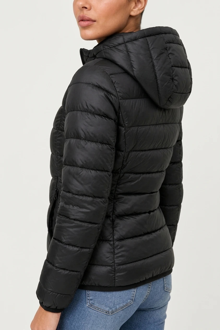 Women’s Lightweight Hooded Puffer Jacket – Quilted Zip-Up Coat — variant_front