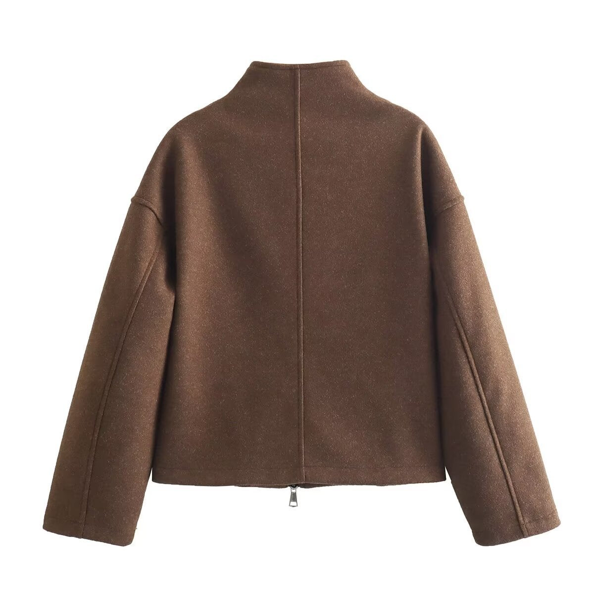 Women's Collared Cropped Jacket with Zip Front — variant_front
