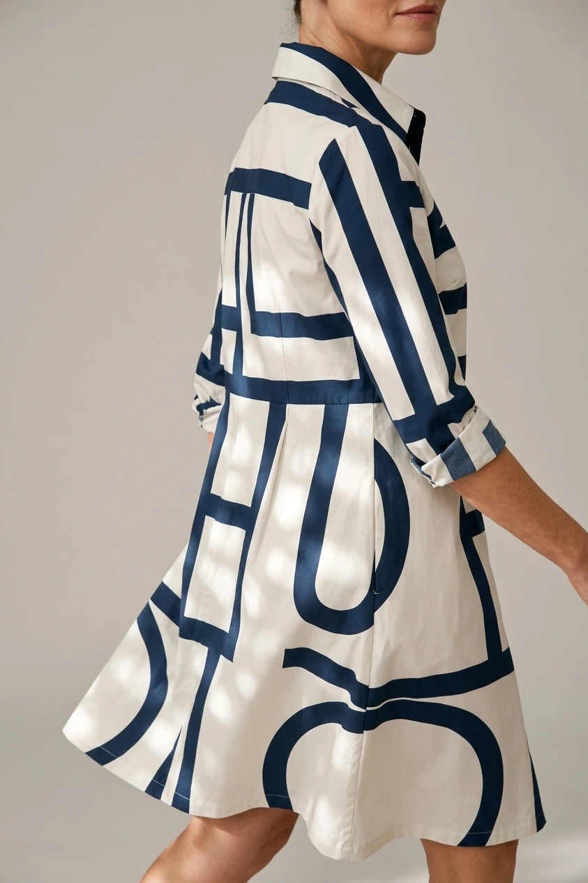 Elegant Geometric Midi Dress – Sophisticated & Timeless — variant_front