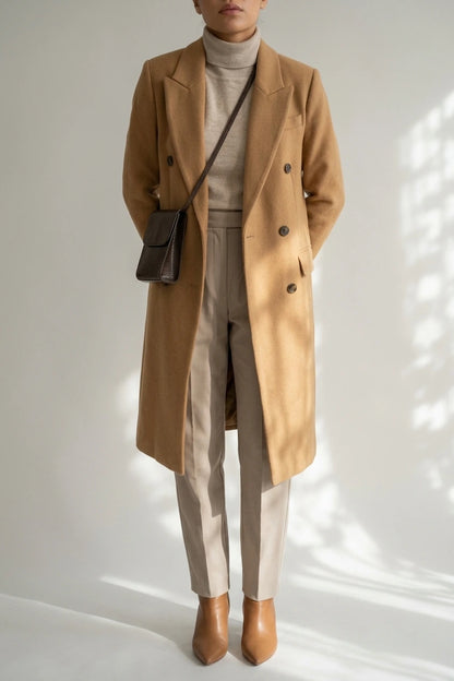 Women's Double-Breasted Wool Blazer Notched Lapel — variant_front