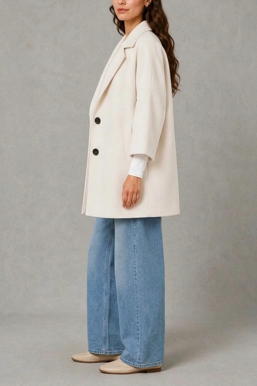 Women’s Elegant Longline Coat – Classic Lightweight Tailored Jacket — variant_front