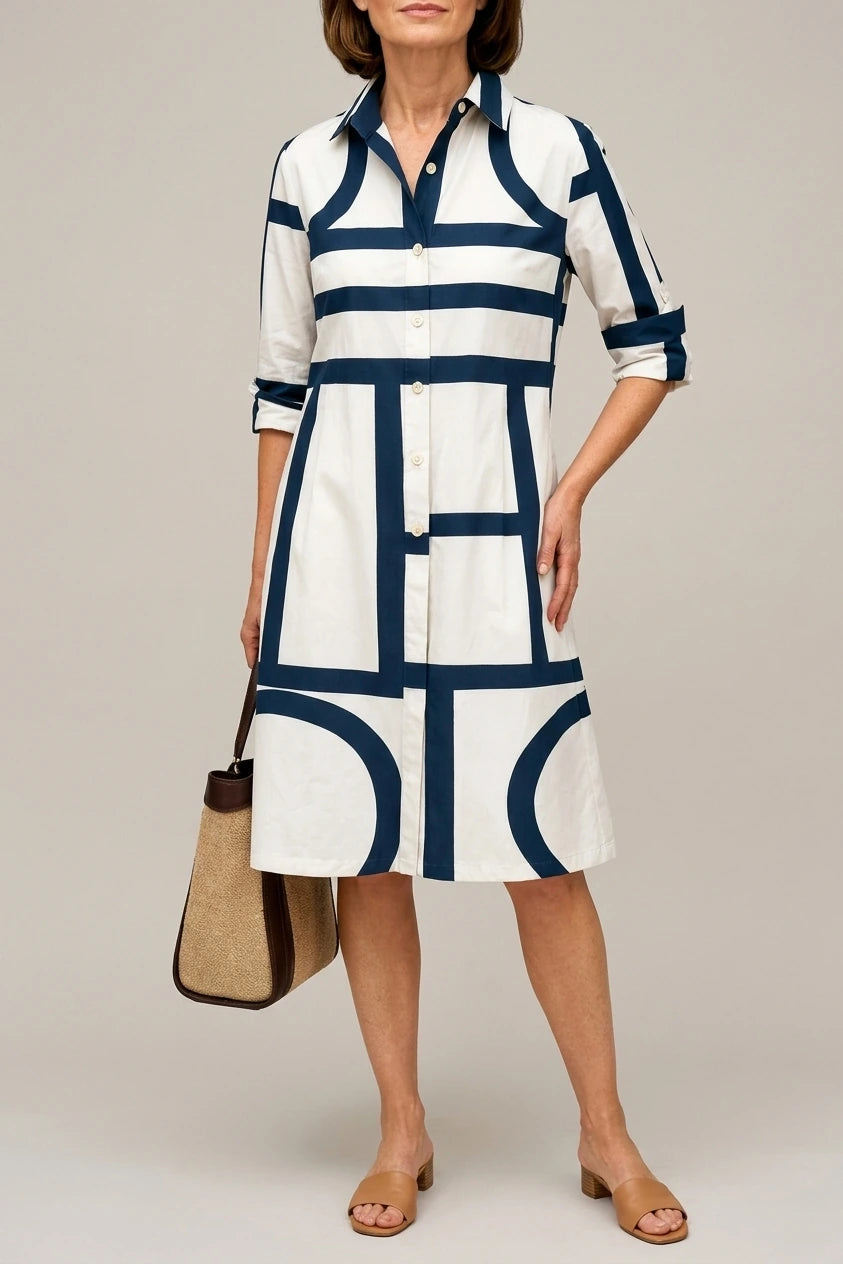Elegant Geometric Midi Dress – Sophisticated & Timeless — variant_front