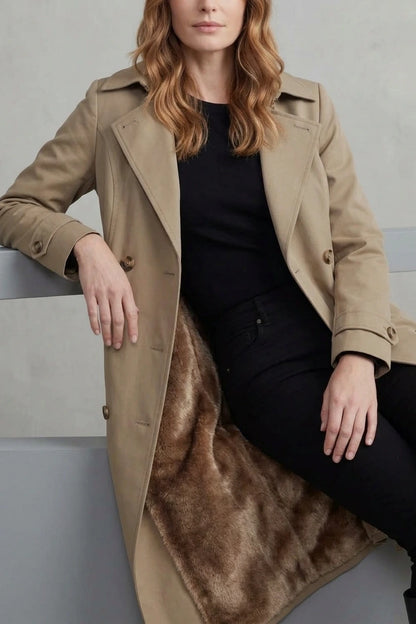 Carletta – Faux fur-lined trench – Double-breasted winter coat — variant_front