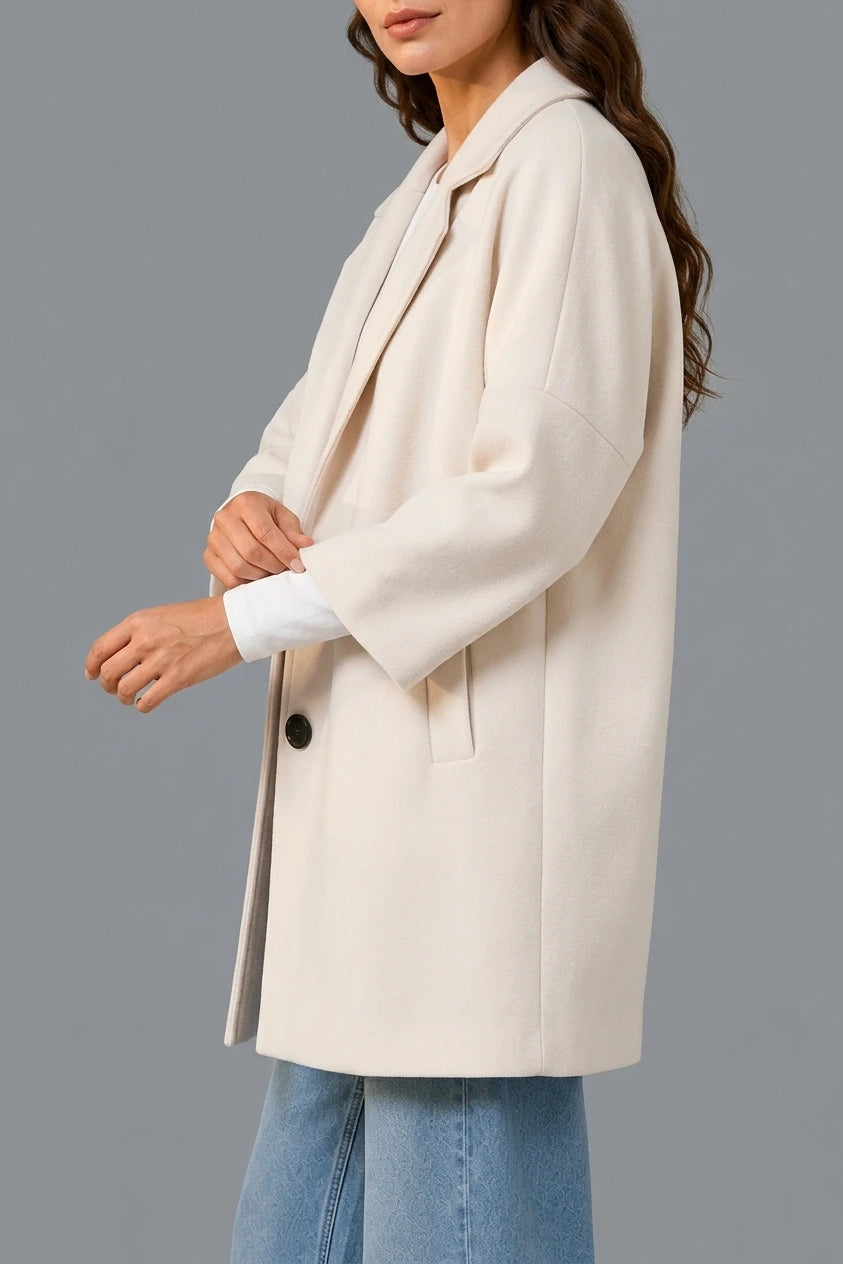Women’s Elegant Longline Coat – Classic Lightweight Tailored Jacket — variant_front