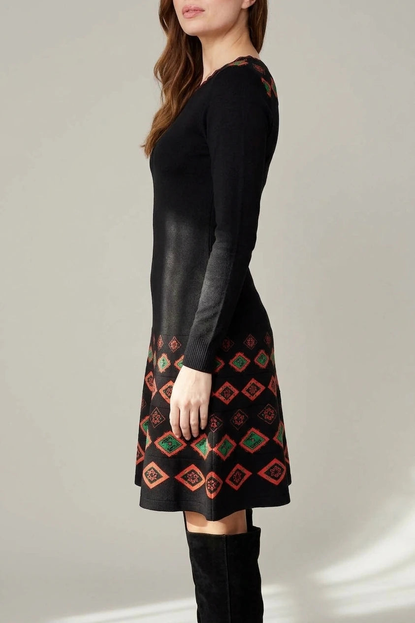 Printed Fit & Flare Knit Dress — variant_front