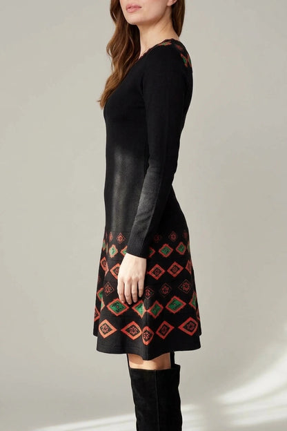 Printed Fit & Flare Knit Dress — variant_front
