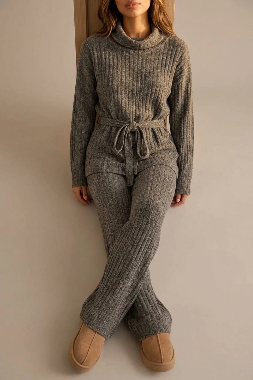 Women’s Knitted Two-Piece Set – Roll Neck Jumper & Wide Leg Trousers Outfit — variant_front