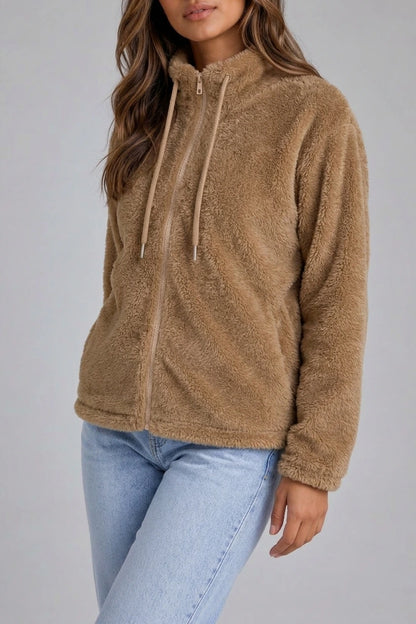 Women’s Teddy Fleece Zip-Up Jacket – Soft High Neck Jumper — variant_front