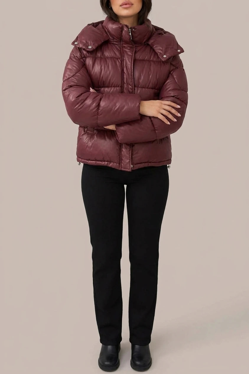 Women’s Hooded Puffer Jacket – Full Zip Padded Winter Coat — variant_front