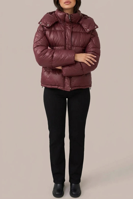 Women’s Hooded Puffer Jacket – Full Zip Padded Winter Coat — variant_front