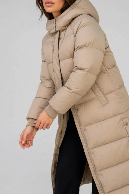 Women’s Long Puffer Coat – Hooded Padded Winter Jacket — variant_front