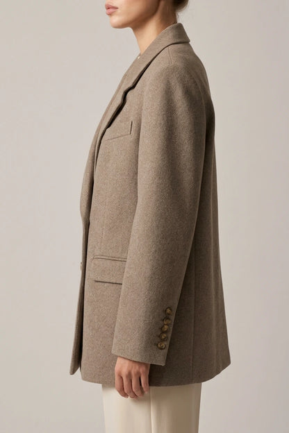 Women’s Oversized Double-Breasted Blazer – Tailored Longline Jacket — variant_front